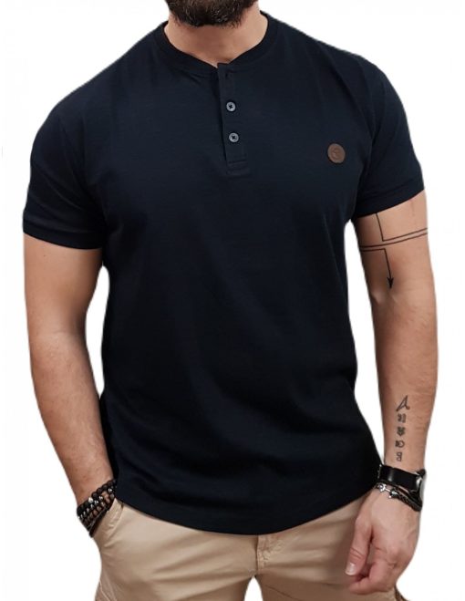 Μπλούζα T-shirt με κουμπί Visconti Navy